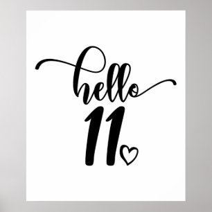 11. Geburtstagsmädchen Hallo Elf Niedlichen 11 Jah Poster