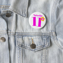 11. Geburtstagsmädchen rosa Taste/Abzeichen Button