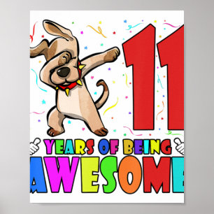 11. Geburtstagsparty Dabbing Hund - 11 Jahre alter Poster