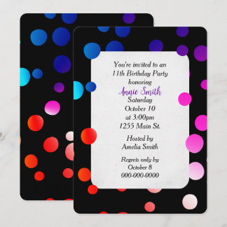 11. Geburtstagsparty Rainbow Dots Einladung