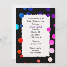 11. Geburtstagsparty Rainbow Dots Einladung