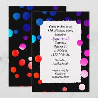 11. Geburtstagsparty Rainbow Dots Einladung