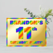 11. Geburtstagsparty — Spaß, Regenbogenspektrum "1 Folieneinladung (Stehend vorne)