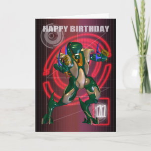 11. Glückwunsch zum Geburtstag mit Robot-Krieger Karte