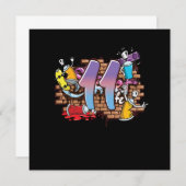 11 Graffiti Spray-Malereien Einladung (Vorne/Hinten)