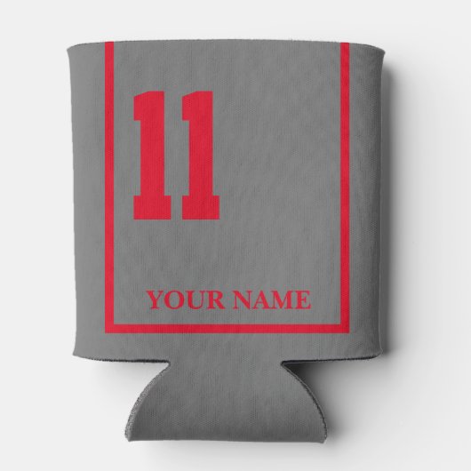 11 Graue mit rotem Pferderücken Saddle Blanket Cus Dosenkühler (Rückseite)