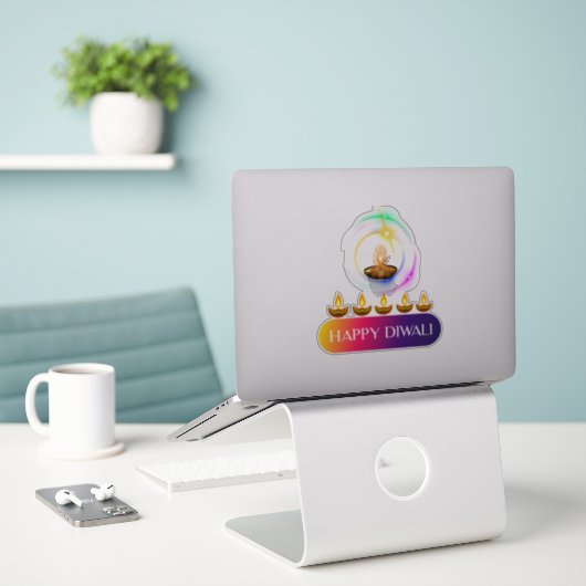 #11.Happy Diwali das Lichteffekt Indiens Aufkleber (Laptop auf Schreibtisch)