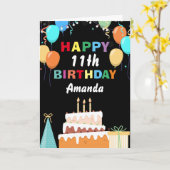 11. Happy Geburtstag farbenfrohe Balloons Kuchen s Karte (Gelbe Blume)