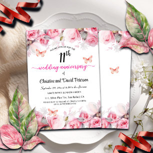 11. Hochzeit Jubiläum Elegante Blush Rose Einladung