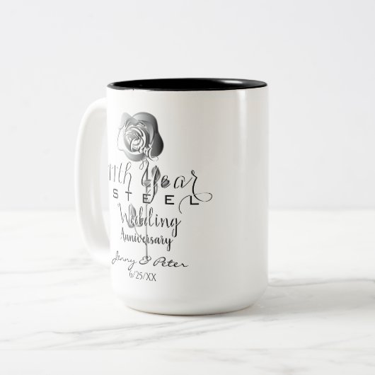 11. Hochzeit-Jubiläum-Rose Zweifarbige Tasse (Vorderseite Links)