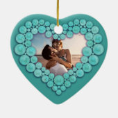 11. Hochzeit Jubiläum Türkis Herzverzierung Keramik Ornament (Hinten)