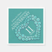 11. Hochzeit Jubiläum türkisches Herz Serviette (Vorderseite)