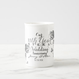 11. Hochzeiten-Jubiläum-Rose Porzellantasse