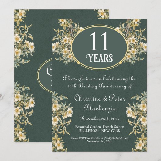 11. Hochzeitsfeier Rich Floral Einladung (Vorne/Hinten)