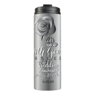 11. Hochzeitsjubiläum Stahlrose Thermosbecher