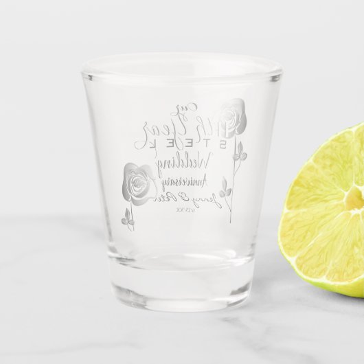 11. Hochzeitstag der Rose Schnapsglas (Rückseite)