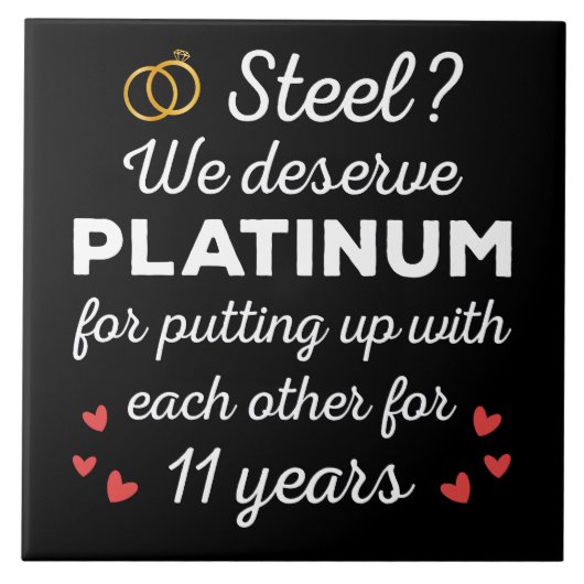 11. Hochzeitstag I - Steel Funny Couple Fliese (Vorderseite)