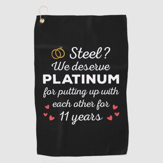 11. Hochzeitstag I - Steel Funny Couple Golfhandtuch (Vorderseite)