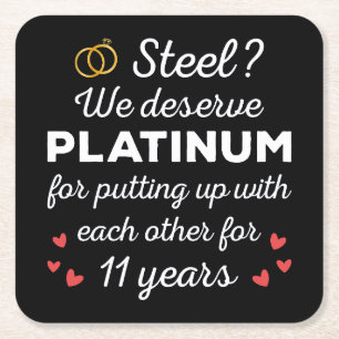 11. Hochzeitstag I - Steel Funny Couple Rechteckiger Pappuntersetzer
