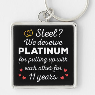 11. Hochzeitstag I - Steel Funny Couple Schlüsselanhänger