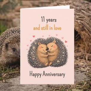 11. Hochzeitstag kuschelnde Igel Karte