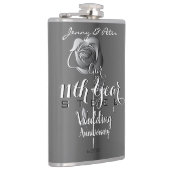 11. Hochzeitstag mit Rose aus Stahl Flachmann (Rechts)