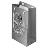 11. Hochzeitstag mit Rose aus Stahl Kleine Geschenktüte (Vorderseite Schrägansicht)