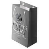 11. Hochzeitstag mit Rose aus Stahl Kleine Geschenktüte (Rückseite Schrägansicht)