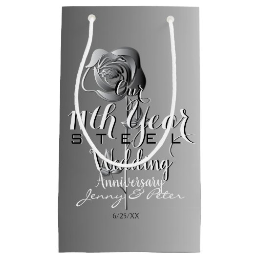 11. Hochzeitstag mit Rose aus Stahl Kleine Geschenktüte (Vorderseite)