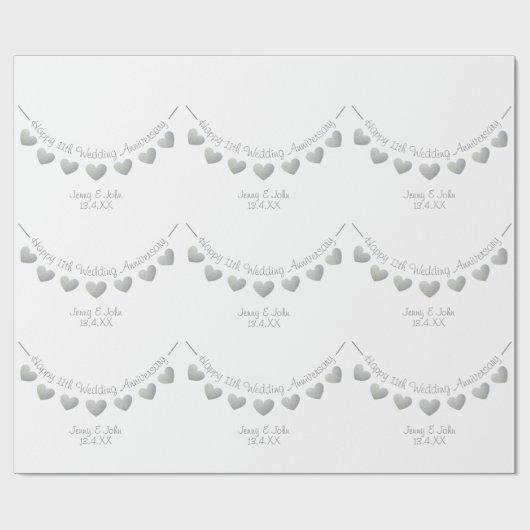11. Hochzeitstag personalisiert Geschenkpapier (Flach)
