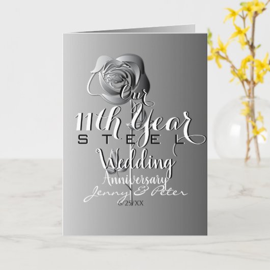 11. Hochzeitstag Stahl-Rose Karte (Gelbe Blume)