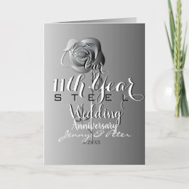 11. Hochzeitstag Stahl-Rose Karte