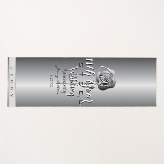 11. Hochzeitstag Stahl-Rose Yogamatte (Vorderseite (Horizontal))