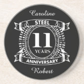11. Hochzeitstag Stahl Sandstein Untersetzer (Vorne)