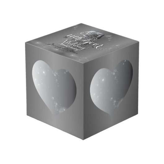 11. Hochzeitstag Stahlherz-Rahmen Würfel (Vorderseite Schrägansicht)