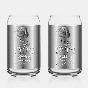 11. Hochzeitstag Stahlrose Can Glas