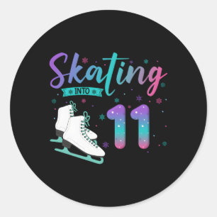 11 Ice-Skaten bis 11. Runder Aufkleber
