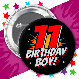 11 Jahre alter Superheld zum Geburtstag Junge 11.  Button