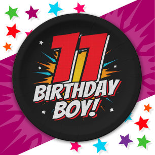 11 Jahre alter Superheld zum Geburtstag Junge 11. Pappteller