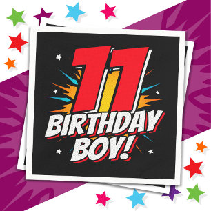 11 Jahre alter Superheld zum Geburtstag Junge 11. Serviette