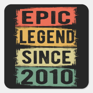 11 Jahre alter Tag 2010 Epische Legende 11. Geburt Quadratischer Aufkleber