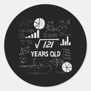 11 Jahre alter Tag Geeky Mathe 11. Geburtstag Gesc Runder Aufkleber