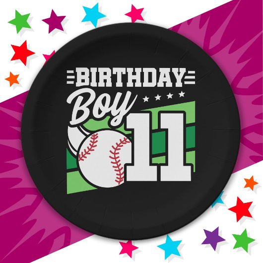 11 Jahre altes Baseball Party Thema 11. Geburtstag Pappteller