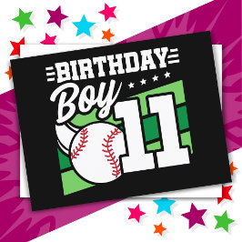 11 Jahre altes Baseball Party Thema 11. Geburtstag Postkarte