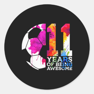 11 Jahre Awesome Fußball 11. Geburtstag Runder Aufkleber