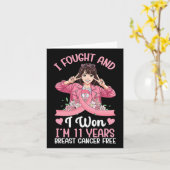 11 Jahre Brustkrebsüberlebung Sieger Pink Girl Karte (Gelbe Blume)
