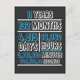 11 Jahre Jubiläum Berechnung Geburtstag Postkarte