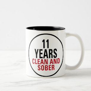 11 Jahre säubern und ernüchtern Zweifarbige Tasse