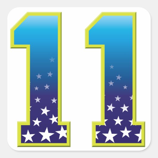 11 Jahre Star Quadratischer Aufkleber (Vorderseite)