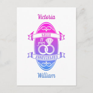 11 Jahre traditioneller Stahl 11. Hochzeitstag Postkarte